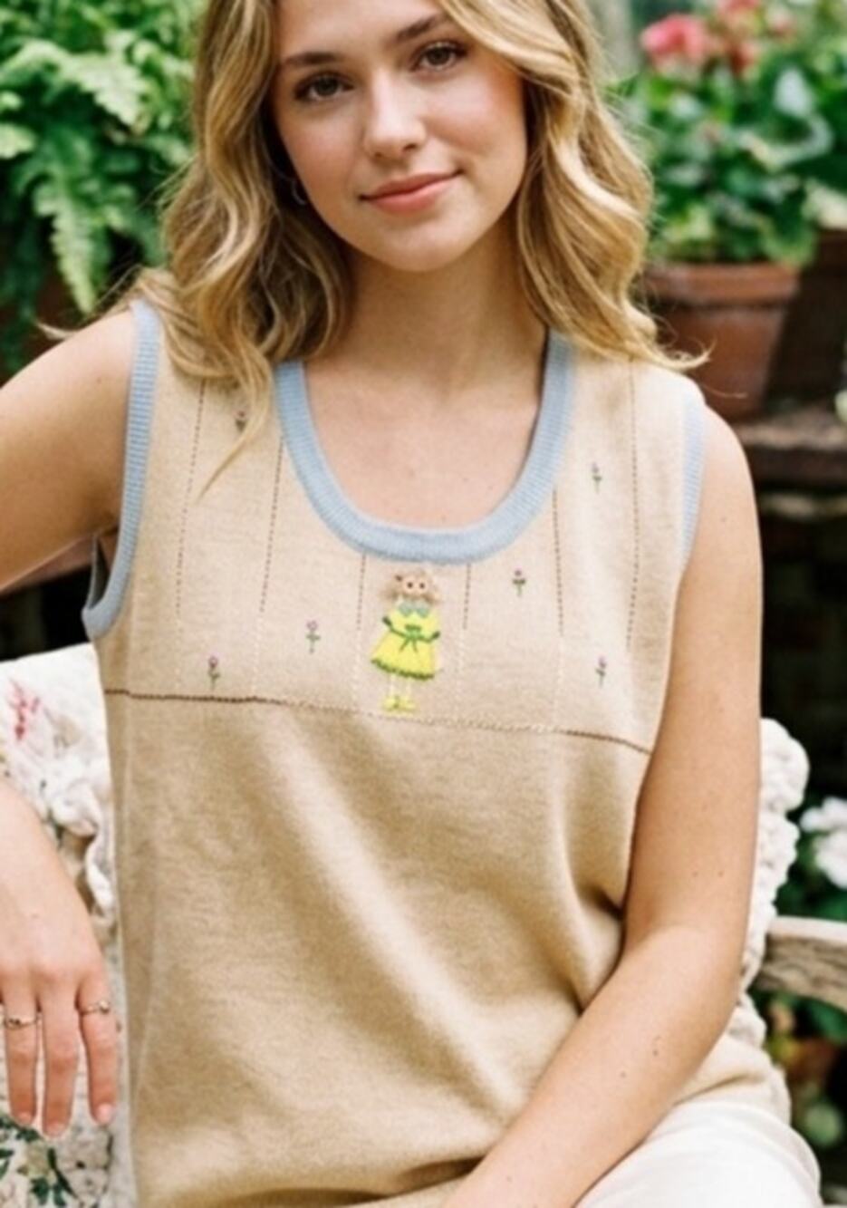 Vintage Storybook Knits Dollhouse Collection Woven Sweater Tank